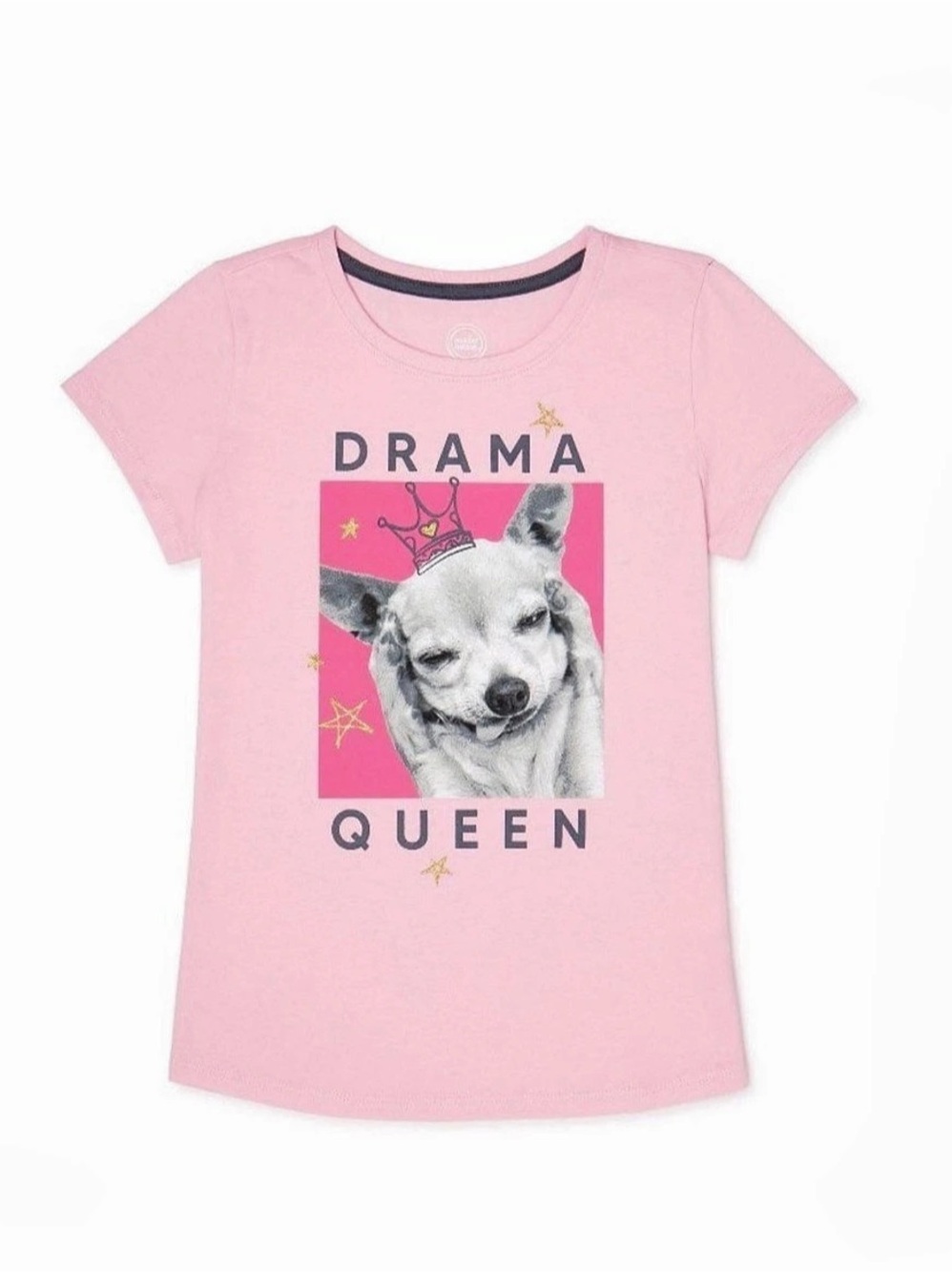 Wonder Nation Drama Queen Dog Graphic Short Sleeve T-Shirt Tee Pink XS(4)